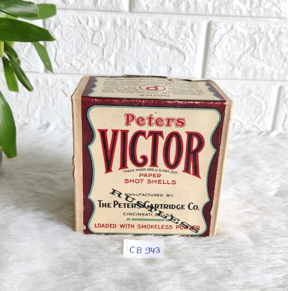 Vintage Peters Victor Cartridge Paper Shot Shell Advertising Cardboard Box USA - Image 1 of 4
