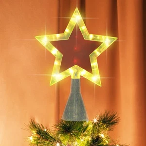 10 Zoll Christbaumspitze Weihnachten 5 Punkt Stern Baumkrone mit LED buntes Licht - Bild 1 von 17