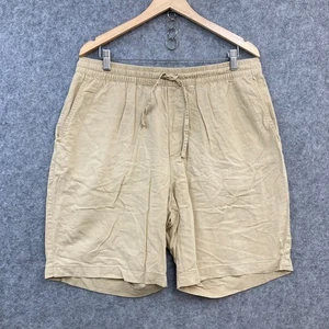 H&M Shorts Mens Large Beige Relaxed Fit Elastic Waist Linen Blend Pockets 8017 - Picture 1 of 8