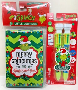 Dr. Seuss NEW GRINCH Journals 2ct. -Multicolor Pens w/Grinch Hand & Max Stampers - Picture 1 of 3
