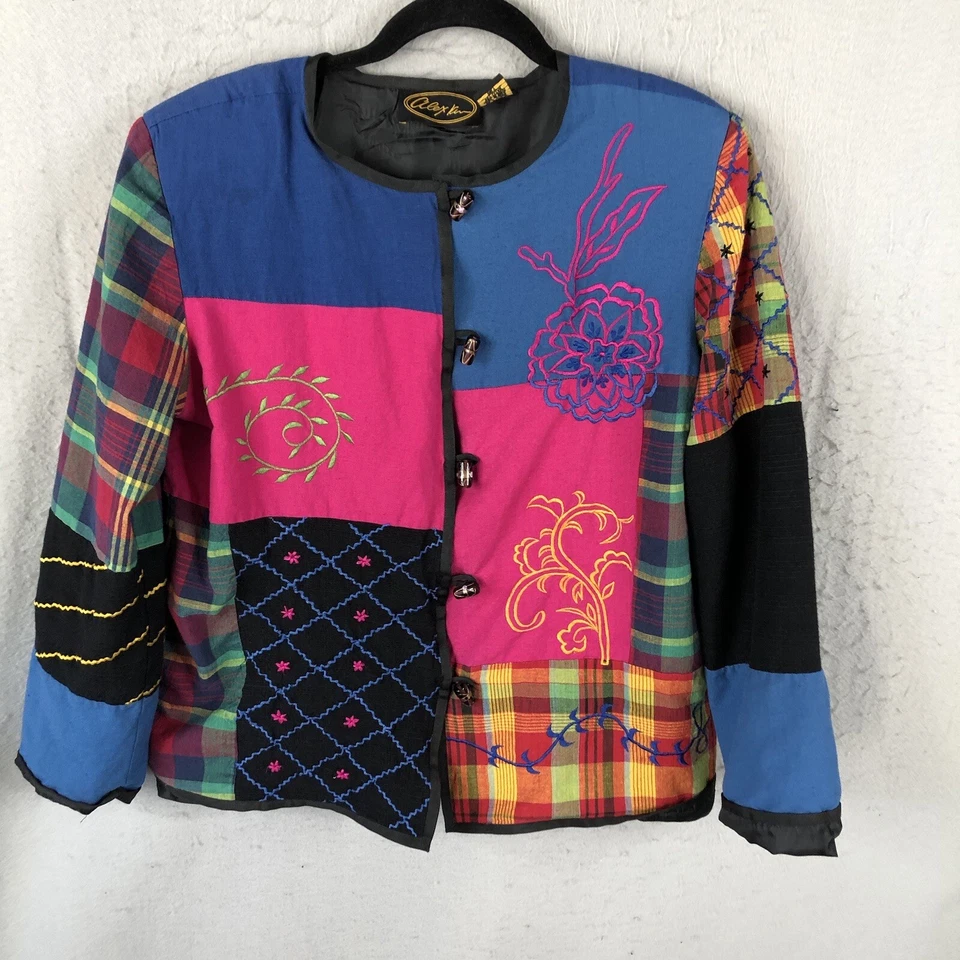 Chaqueta Alex Kim Mujer Grande Colorida Bordada a Cuadros Edredón Artístico Retazos Foto 1 de 4