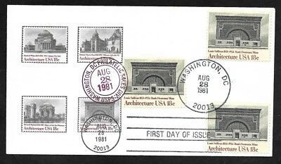 #1931 18c American Architecture - Louis Sullivan Bank - Andrews FDC (1+1+1)  - Image 1 of 2