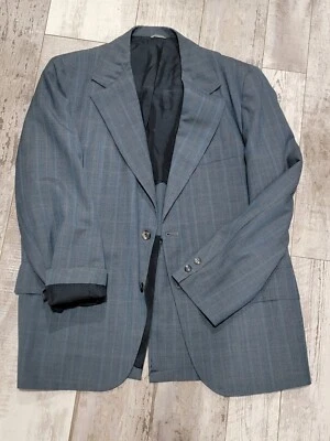 Casaco esportivo 42R masculino vintage regência casual blazer listrado azul 2 botões - Imagem 1 de 4