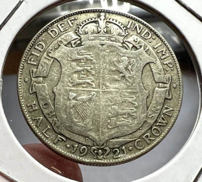 1921 GREAT BRITAIN SILVER 1/2 CROWN NICE COIN - Image 1 of 2
