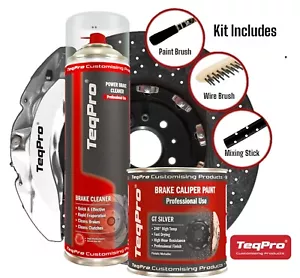 Kit Pintura Pinza Freno 240°C PLATA + Cepillo + Limpiador + Cepillo Alambre Calidad - Imagen 1 de 7
