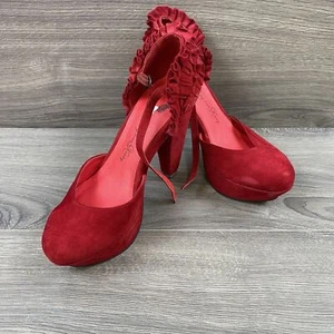 Penny Loves Kenny Womens Kelsey Shoes Red Buckle Platform Stiletto Heels 7 M - Picture 1 of 10