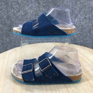 Birkenstock Sandals Womens 37 Arizona Slides Slip On Flats Blue Wool Casual