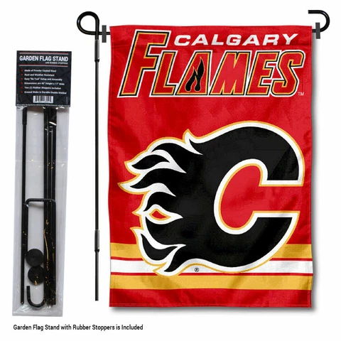 Calgary Flames Garden Flag and Yard Pole Stand Included Cover