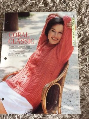 VINTAGE CREATIVE NEEDLES PATTERN - CORAL CLASSIC -  KNITTING PATTERN IN DK - Image 1 of 3