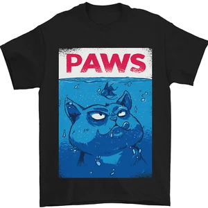 Paws Funny Cat and Goldfish Parody Mens T-Shirt 100% Cotton - Picture 1 of 95