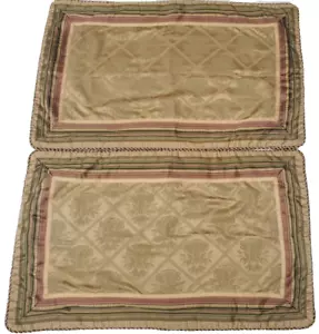 Croscill Kensington Tulane Cinnamon Set 2 King Pillow Shams Gold Green 40x23 - Picture 1 of 12