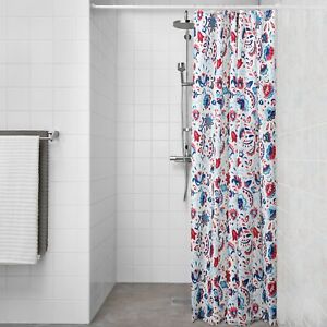 Ikea KRATTEN Shower curtain, white/multicolour, 180x180 cm 