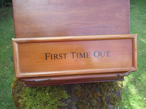 First Time Out Vintage Pine Sign from Art Gallery in Surrey London 15 cm x 12 cm Cover