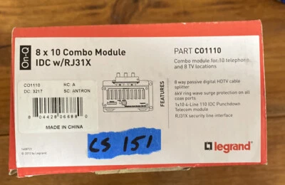 Módulo combinado On-Q/Legrand 8 x 10 IDC con RJ31X Foto 1 de 2