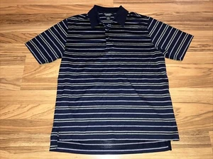 Brooks Brothers Country Club Polo Shirt Mens M Navy Blue Striped Performance - Picture 1 of 4