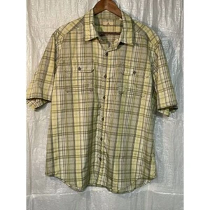 Ascend Men's Plaid Short Sleeve Button-Up Shirt Outdoor Casual Yellow Green XL - Picture 1 of 10