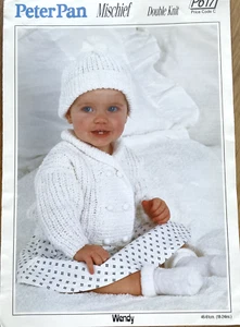 Baby Jungen + Mädchen Jacke + Mütze Set STRICKMUSTER Zweireiher Peter Pan 617 - Bild 1 von 6