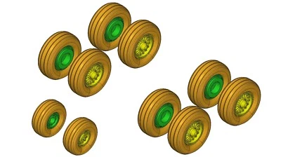 Boeing B757-200/300 wheels weighted "Late" hub type 1:144 scale for Zvezda kits - Immagine 1 di 2