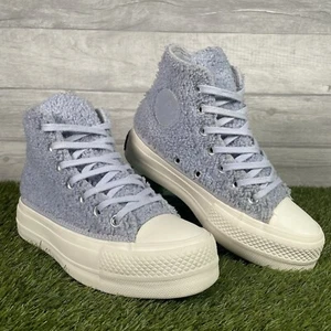 Converse Cozy Sherpa Trainers Lift Platform Hi Tops Women’s Size UK 3 Ghost Blue - Picture 1 of 22
