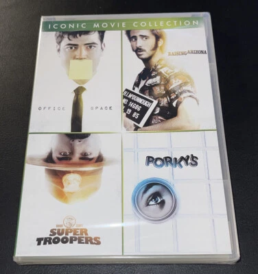 New! ICONIC MOVIE Office Space/Raising Arizona/Super Troopers/Porky's DVD SEALED - Image 1 of 4