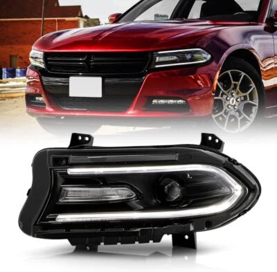 Driver Side 1 PCS Fit 2015-22 Dodge Charger Projector Headlight LED DRL Car Lamp - Image 1 of 4