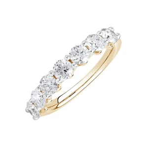 14K Yellow Gold 1.25Ct Round Cut Lab Grown Diamond Half Eternity Wedding Band - Picture 1 of 10