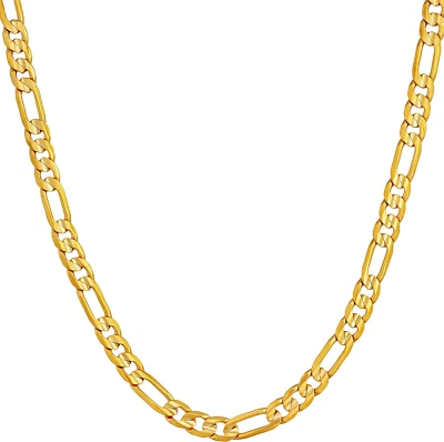 Collar de cadena Figaro de 4 mm enchapado en oro de 24 k para hombres, mujeres y adolescentes Foto 1 de 4