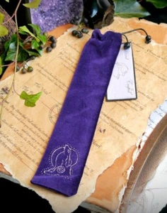 Handmade PURPLE VELVET WAND BAG Wicca pagan Witchcraft Hare and Moon - Picture 1 of 4