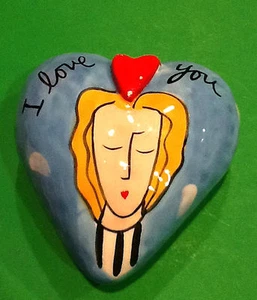 ÚNICO SAN VALENTÍN... CORAZÓN DE CERÁMICA AZUL FIRMADO SANDRA MAGSAMEN PARA SILVESTRI - Imagen 1 de 4