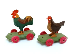 Animales neumáticos gallina y gallo - DREGENO Erzgebirge -rareza- NUEVO - Imagen 1 de 1