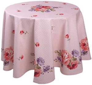 CLAYRE & EEF 1-teilig runde Tischdecke Rosenmotiv ca.170cm 100% Baumwolle NEU - Bild 1 von 2