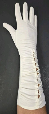 Guantes largos acanalados blancos vintage de 14 pulgadas de longitud estilo Hepburn Foto 1 de 4