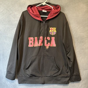 FCB Forca Barca HOODIE Barcelona Jacke Herren XL Full Zip schwarz FUSSBALL Messi warm - Bild 1 von 12