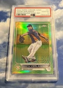 2022 Topps Chrome Sonic Justin Verlander Green/yellow Refractor PSA 10 POP 1 ๐ฅ - Picture 1 of 4
