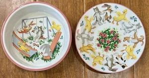 Tazón de cereal de porcelana para niños Tiffany & Co y plato pequeño patio de recreo Tiffany 1992 - Imagen 1 de 6