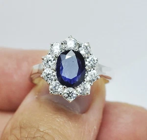 BELLISSIMO L'ANELLO IN ARGENTO 925 CON ZAFFIRO NATURALE 1,85 CT - Foto 1 di 6