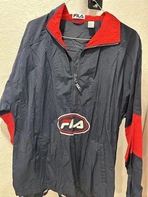 Vintage FILA Jacket Men Large 90s Colorblock Logo half Zip Windbreaker - Image 1 of 4