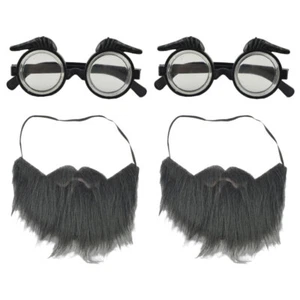 2 Sets Of Reusable Creative Funny Adhesive Cosplay Fake Beard Eyeglasses - Bild 1 von 12