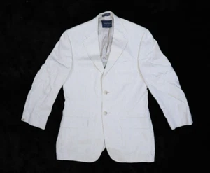 Nautica Tan Beige Check Linen Notch Lapel 2 Button Blazer Sport Coat Mens 38R - Picture 1 of 9