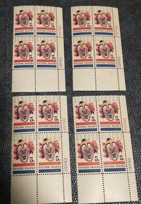 1966 US Postal Circus 5 Cent Stamps. Four (4) Blocks Of 4. MNH.  - Image 1 of 4