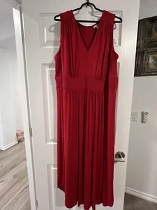 London Times Woman Plus Size 2X Red Maxi Dress - Picture 1 of 6