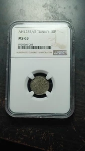 (1843) AH1255 Year 5 Turkey 10 Para NGC MS63 Broadstruck Mint Error         2381 - Picture 1 of 5
