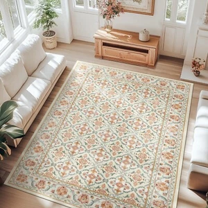 jinchan Area Rug 6x9 Machine Washable Rug - Boho Vintage Floral Low Pile Larg... - Picture 1 of 9