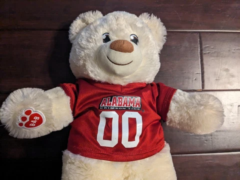 University of Alabama Build A Bear Plush with Retired Crimson Tide Jersey Cover