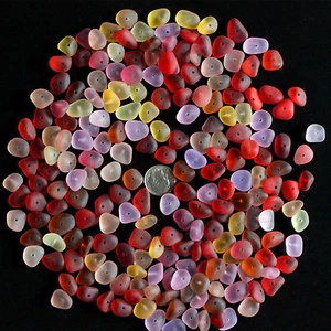 center drilled sea beach glass 50 pcs lot red yellow pink orange jewelry use - Picture 1 of 3