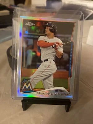 2014 Topps Chrome Giancarlo Stanton Refractor Marlins Yankees #173 Silver - Image 1 of 2
