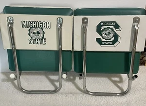 MSU Spartans Cushioned Folding Bleacher Stadium Seat Green White Set Of 2 - Picture 1 of 8