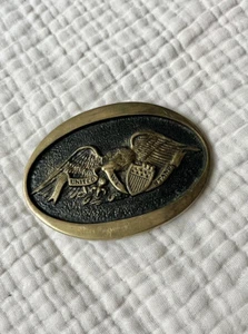 Vintage 1976 Heritage Mint Ltd AMERICAN EAGLE Brass Belt Buckle-United We Stand - Picture 1 of 5