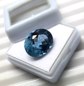 Oval Cut 10.70 Ct Blue Aquamarine March Birthstone Certified Loose Gemstone - Picture 1 of 9