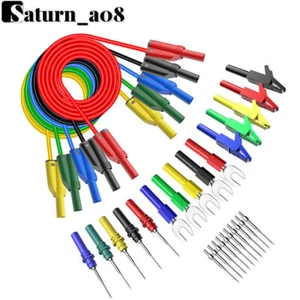 30PCS Multimeter Silicone Test Lead Kit 14AWG Alligator Clip Test Probe 100CM - Picture 1 of 10